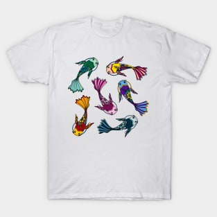 Koi Fish Pattern Colorful Palette T-Shirt